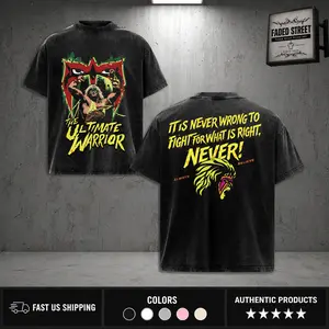 Limited WWE THE ULTIMATE WARRIOR T-Shirt, Graphic Tees for Boys, Unisex Top, Vintage Y2K Aesthetic, Sweatshirt graphic tee, anime oversize Cotton Fit Oversized