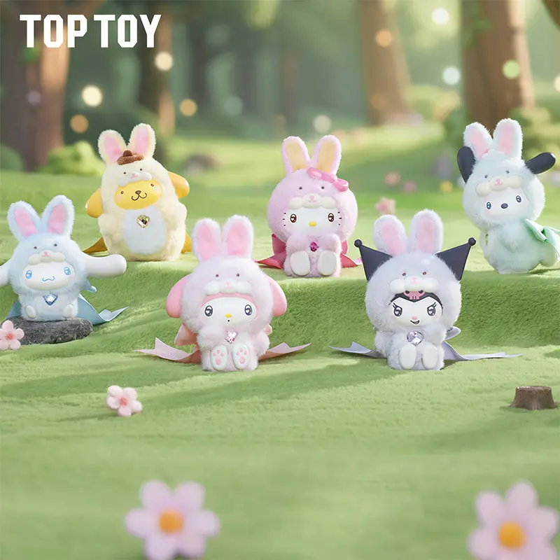 TOPTOY Kawaii Fabric Diamond Bunny Plush Figure Blind Box - Collectible Toy, Heartwarming Holiday/Birthday Gift for Family & Plush Lovers, Ideal for Room Decor, Compatible with Pochacco, HK, Kuromi Fans