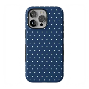 Casely iPhone 15 Pro Max Case | On the Dot | Navy Polka Dot | Bold Protective Design | Compatible with MagSafe