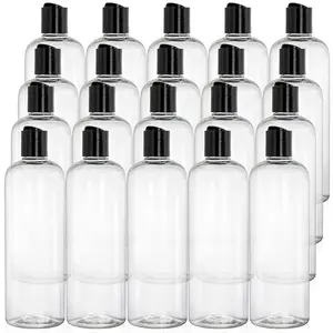 20 Pack 16oz Clear Plastic Empty Bottles with Disc Top Flip Caps, Refillable Shampoo Bottles, Squeezable Travel Containers for , , Liquid  Soap, ,