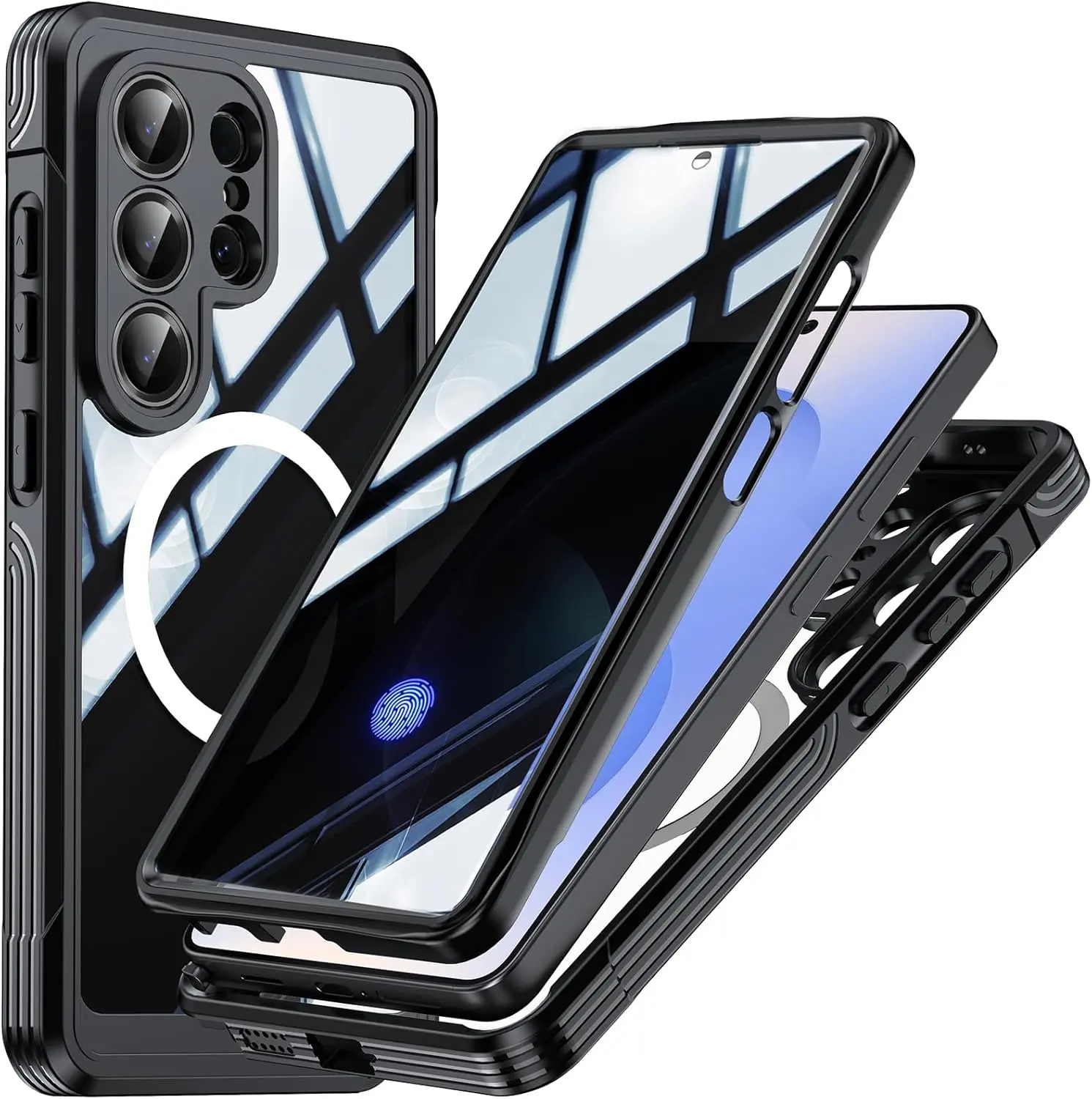 [Free!!Ship!] 360° Rugged Clean Case for Samsung Galaxy S26 Ultra S25 S24 Magsafe Military Cover with HD Screen Protector  Shockproof TPU Phone Bumper