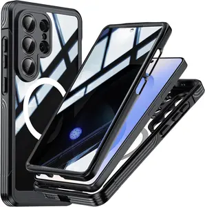 [Free!!Ship!] 360° Rugged Clean Case for Samsung Galaxy S26 Ultra S25 S24 Magsafe Military Cover with HD Screen Protector  Shockproof TPU Phone Bumper