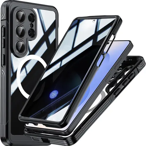 [Free!!Ship!] 360° Rugged Clean Case for Samsung Galaxy S26 Ultra S25 S24 Mag Safe Military Cover with HD Screen Protector Shockproof TPU Phone Bumper