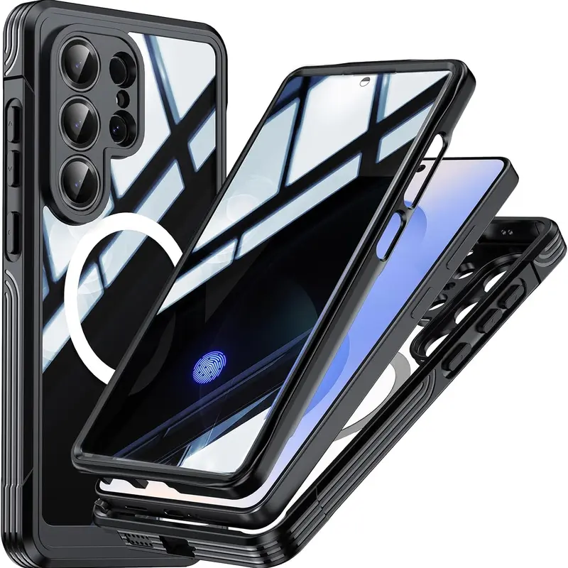 [Free!!Ship!] 360° Rugged Clean Case for Samsung Galaxy S26 Ultra S25 S24 Mag Safe Military Cover with HD Screen Protector Shockproof TPU Phone Bumper