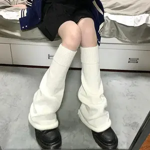New Japanese Lolita Sweet Girl Leg Warmer Knit Socks Wool Ball Knitted Foot Cover Cosplay Women Autumn Winter Heap Heap Socks Casual Soft Socks