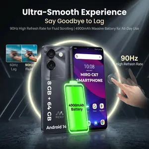 【C67】MIRO Unlocked Smartphone - 6.75" HD+ 90Hz Display, MediaTek Helio G36 8-Core, 4900mAh Battery, 8GB RAM, 64GB Storage, Dual Rear Cameras, Black/Blue