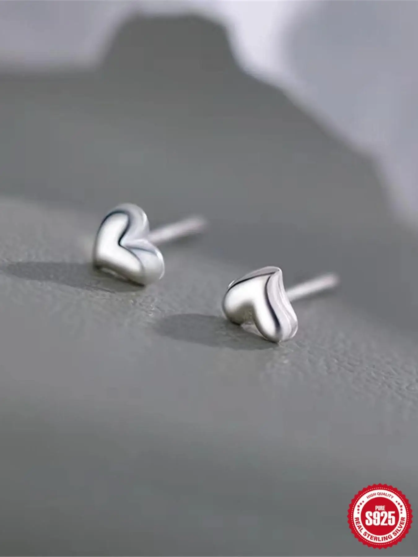 S925 Sterling Silver Heart Shaped Earrings, Simple Design Earrings for Women & Men, Classic Fashion Accessories for Daily Wear, Valentine's Day, Gift