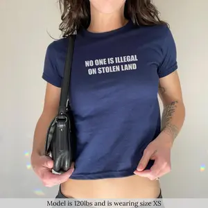 No One Is Illegal On Stolen Land Baby Tee, Abolish Ice Y2K Baby Tee, Anti Trump Y2K Baby Tee, Immigrant Rights Political, Anti ICE Protest