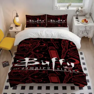 3Pcs Buffy the Vampire Slayer Patterned Exquisite 100 Polyester Bedding Set, Festive Art Print, Ideal Christmas Gift, Perfect for Home Bedroom All Seasons, 1 Duvet Cover 2 Pillowcases (No Insert)