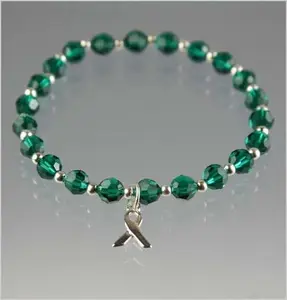 Liver Cancer Awareness Bracelet - Emerald Green Crystal