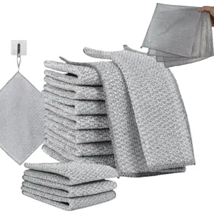 10 Counts Non Scratch Wire Dishcloth Multipurpose Wire Dishwashing Rag Metal Scrubbers for for Wet and Dry Cleaning,2-Layer Kitchen Cleaning Cloth Cleaning Tool