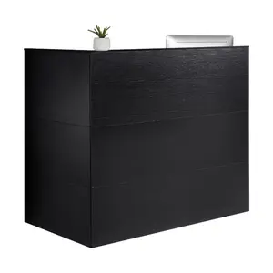 VEVOR Reception Desk, 55Inch L-Shaped Front Counter Table, Office Reception Counter with Drawer Keyboard Tray and Storage Cabinet, for Checkout, Lobby, Beauty Salon Office, Black
