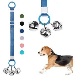 Door Bell with Hanging Ring,  Bells to Go Outside for Potty , Can Attach to Door Knob or Anywhere Near The Door, Height Adjustable, Loud Jingle Bells for Puppies (Navy Blue)