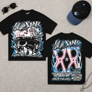 Hell Star Vintage Graphic T Shirt Pure Cotton Streetwear Y2K TikTok Viral Oversized Graphic Tee Summer Street Outfit Daily Casual Party Harajuku Hip Hop Urban Fashion Women Unisex Trendy Top