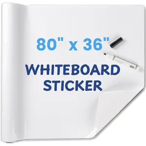 White Board Paper for Wall, 80" x 36" No Ghosting Peel and Stick Dry Erase Whiteboard Roll, Stain-Proof Self-Adhesive Whiteboard Wallpaper for , Office, Classroom