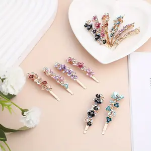Pack of 12 Retro Floral Hair Clips for Women | Alloy Metal Alligator Clips with Colorful Rhinestone Flower Design, Sparkly Glitter Hair Jewelry Barrettes, Decorative Fine Hair Ponytail Holders