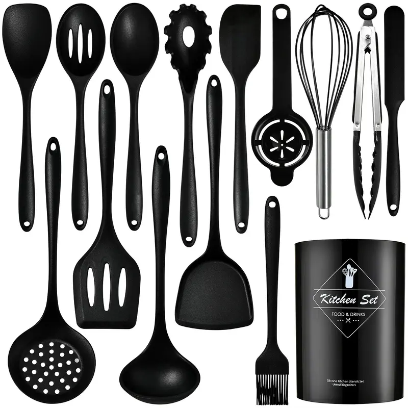 12/15/32 Piece Silicone Cooking Utensil Set, Home and Kitchen, Kitchen Utensils Set, Heat Resistant Up to 446°f, Non-Stick Kitchen Tools, Dishwasher Safe, Includes Spatula, Tongs, Brush