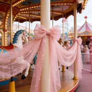 This 2-piece set features pink pearl tulle, perfect for creating a romantic wedding venue, Wedding centerpieces, holiday party decorations, family gatherings, and for adorning tables, bridal veils, or as a Valentine's Day gift