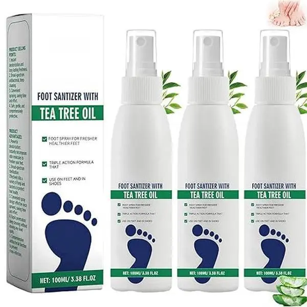 Antimicrobial Tea Tree Oil Foot Sanitizer Spray - Portable, Hydrating Fungal Nails & Shoe Odor Remover, Skin Health Foot Treatments & Remedies