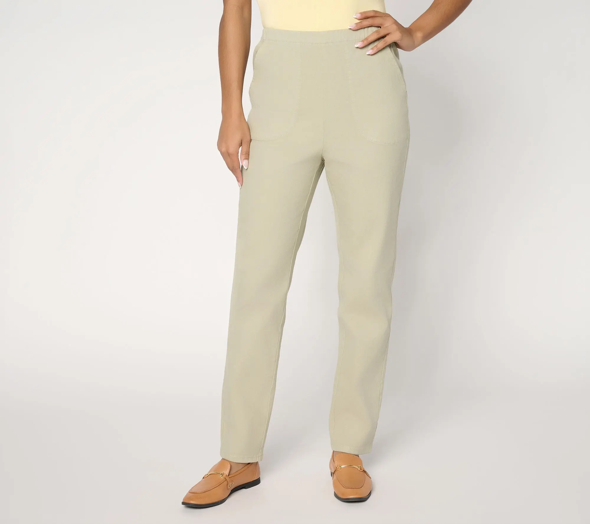 Denim & Co. Regular Flat Front Denim Side Pocket Pant