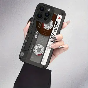 Retro Cassette Tape Design, Full-Body Protective Cover, Y2K Fashionable and Trendy Accessory for Daily Use or Photography - Perfect Birthday/Holiday Gift Choice for Friends, Family, Boyfriend/Girlfriend. Black