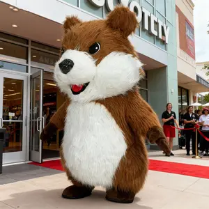 2.6m Adult Inflatable Marmot Costume for Adult Blow Up Groundhog Plush Outfits Funny Halloween Cosplay Party Fancy Dress up