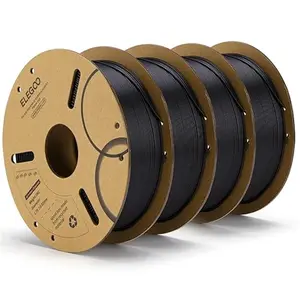 ELEGOO PLA Filament 1.75mm Black 4KG, 3D Printer Filament Bulk Dimensional Accuracy +/- 0.02mm, 4 Pack 1kg Cardboard Spool(2.2lbs) 3D Printing Filament Fits for Most FDM 3D Printers