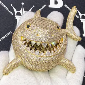 Shark Face XL 3D Iced Out Bling Bling Pendant