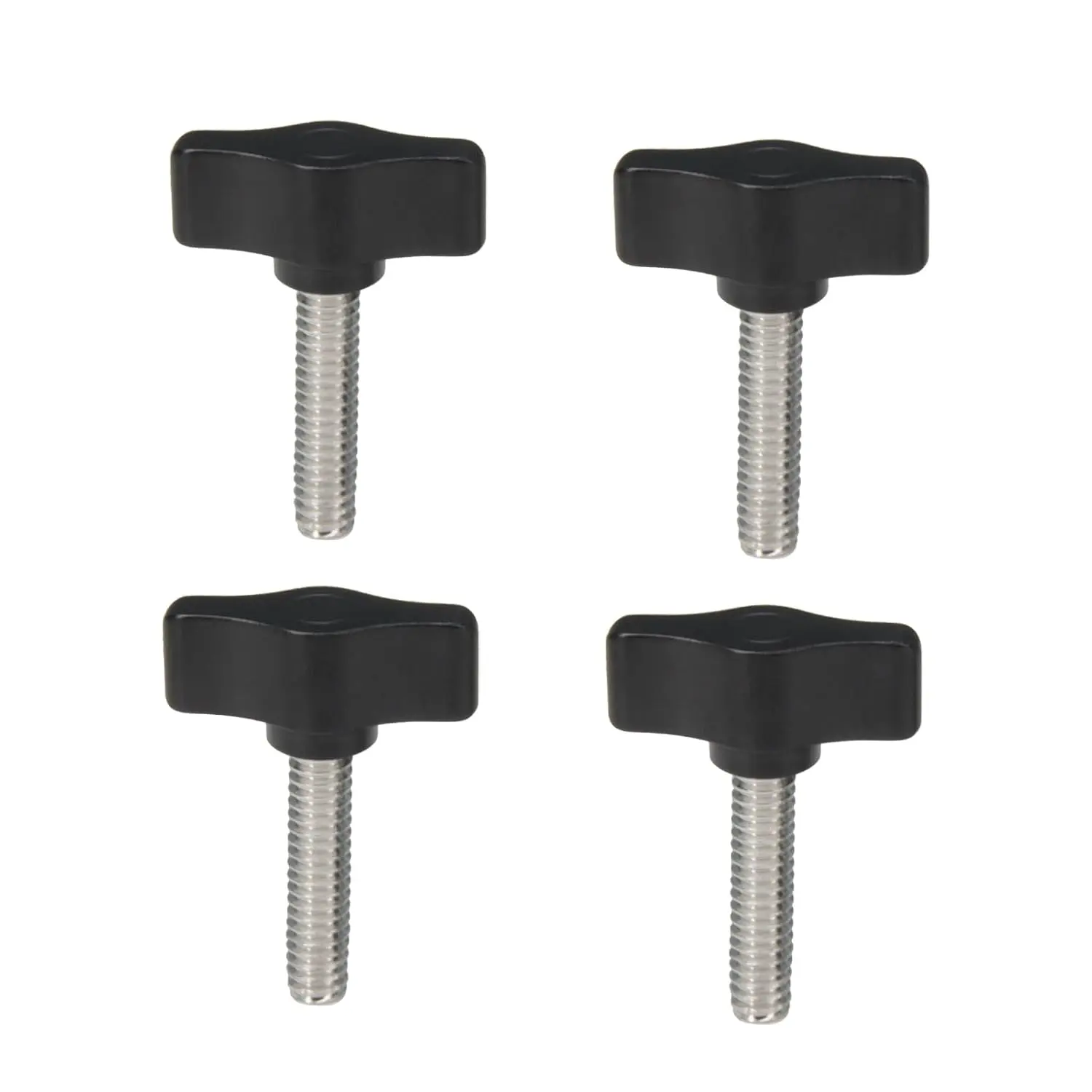 4 count 1/4"-20 x 1 Thumb Screws Stainless Steel with Black Aluminum Knob Standard/Coarse Thread Thumbscrew-Length: 1" (Size: 1/4"-20 x 1)