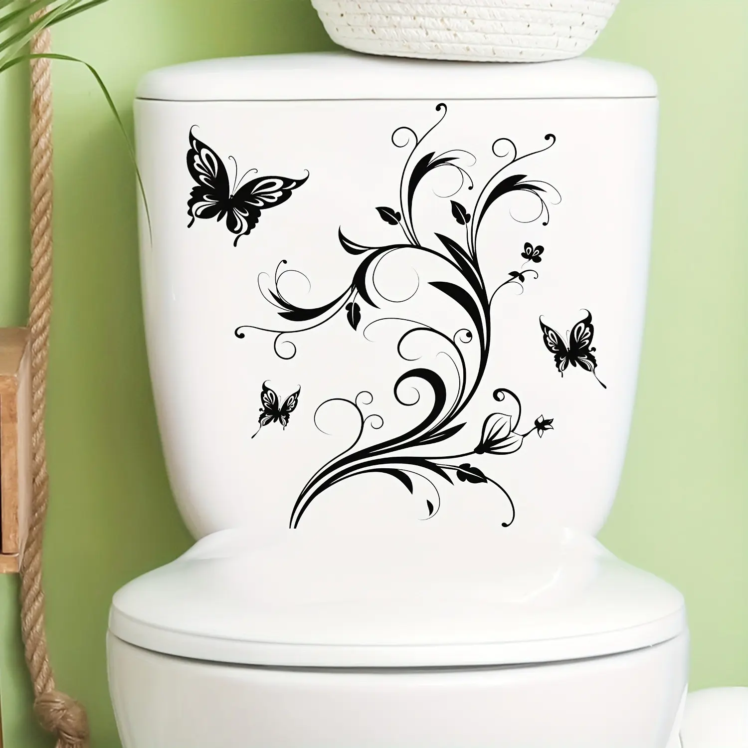 Flower Butterfly Toilet Sticker, Bathroom Decorative Waterproof Wall Sticker, Self-Adhesive Removable Toilet Lid Decal, Easy to Apply, Bathroom Decorations, Bathroom Accessories