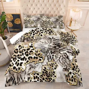 Wild Tiger Leopard Print Bedding Set, Includes 1 Blanket and 1 or 2 Pillowcases Without Pillows, Soft and Comfortable, Decorative Bedding Set, Soft Bedding Sets