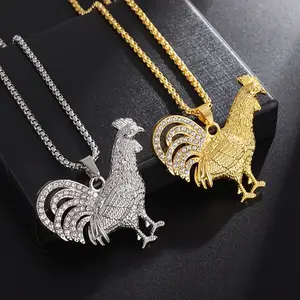 1pc New Stylish Punk Rooster Animal Pendant Gallic Rooster Necklace Suitable for Both Men And Women Hip-Hop Rock Trend Jewelry