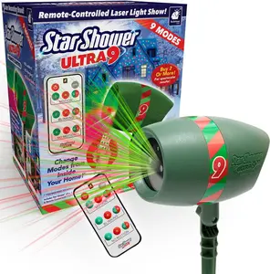 Ultra 9 Holiday Laser Projector, AS EN ON TV, Fast & Easy Way to Decorate Your Home, 9 Laser Modes, Projects Thousands of Green and Red Lights, No Ladders or Hanging, Remote Control