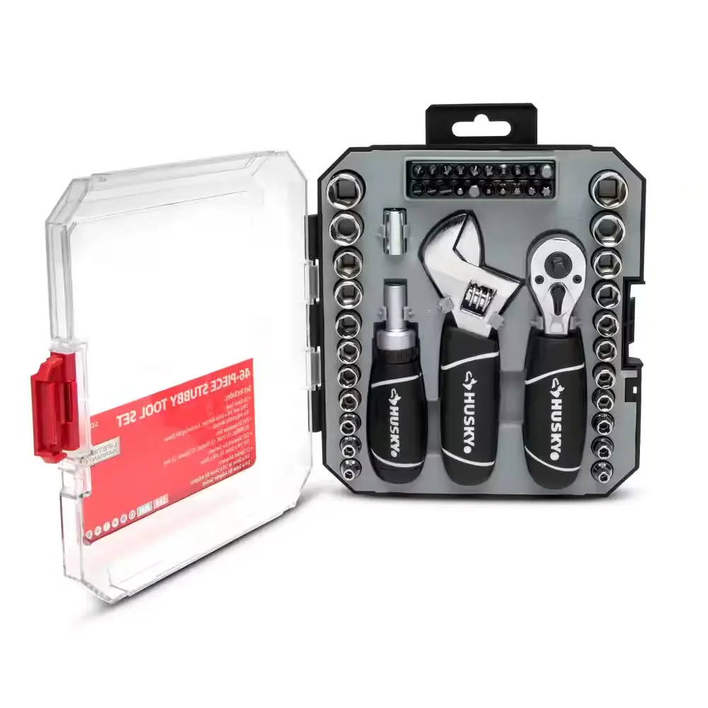 46-Piece Stubby Ratchet and Socket Set with 1/4 in. and 3/8 in. Drive