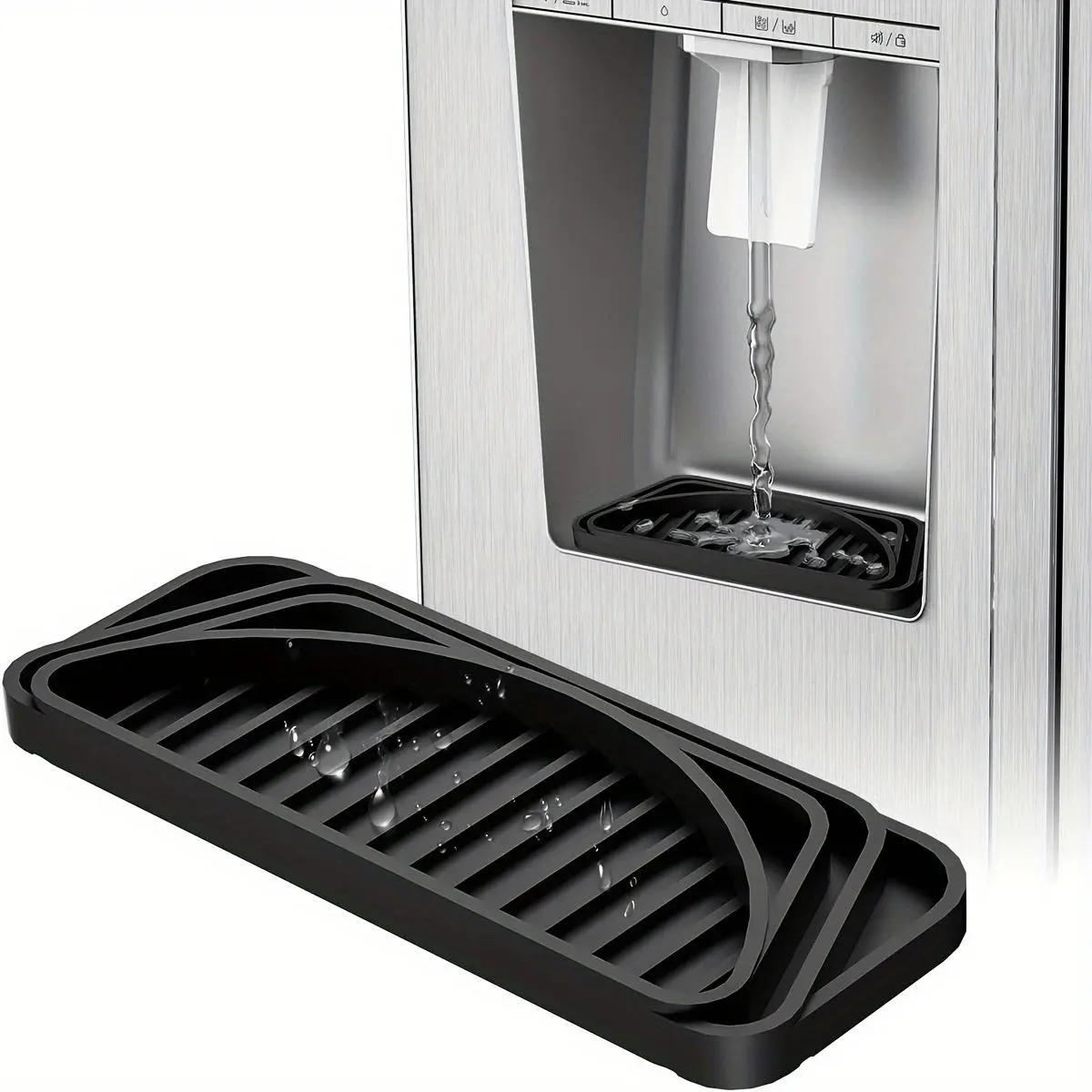 Refrigerator Drip Tray Collector, Multipurpose Non-slip Splash Proof Cuttable Refrigerator Drip Tray, Silicone Fridge Splash Pad for Refrigerator, Ice and Water Dispenser, Dorm Kitchen Appliances, Splash Guard Gutter, Splatter Guard, Drain Pan