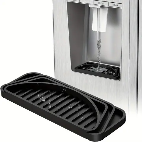 Refrigerator Drip Tray Collector, Multipurpose Non-slip Splash Proof Cuttable Refrigerator Drip Tray, Silicone Fridge Splash Pad for Refrigerator, Ice and Water Dispenser, Dorm Kitchen Appliances, Splash Guard Gutter, Splatter Guard, Drain Pan