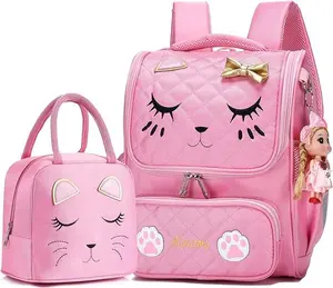 Girls Backpacks, Waterproof Cute Backpack for Kids Toddler Girl Preschool Bookbags Elementary School Bags (Large, Pink Set)