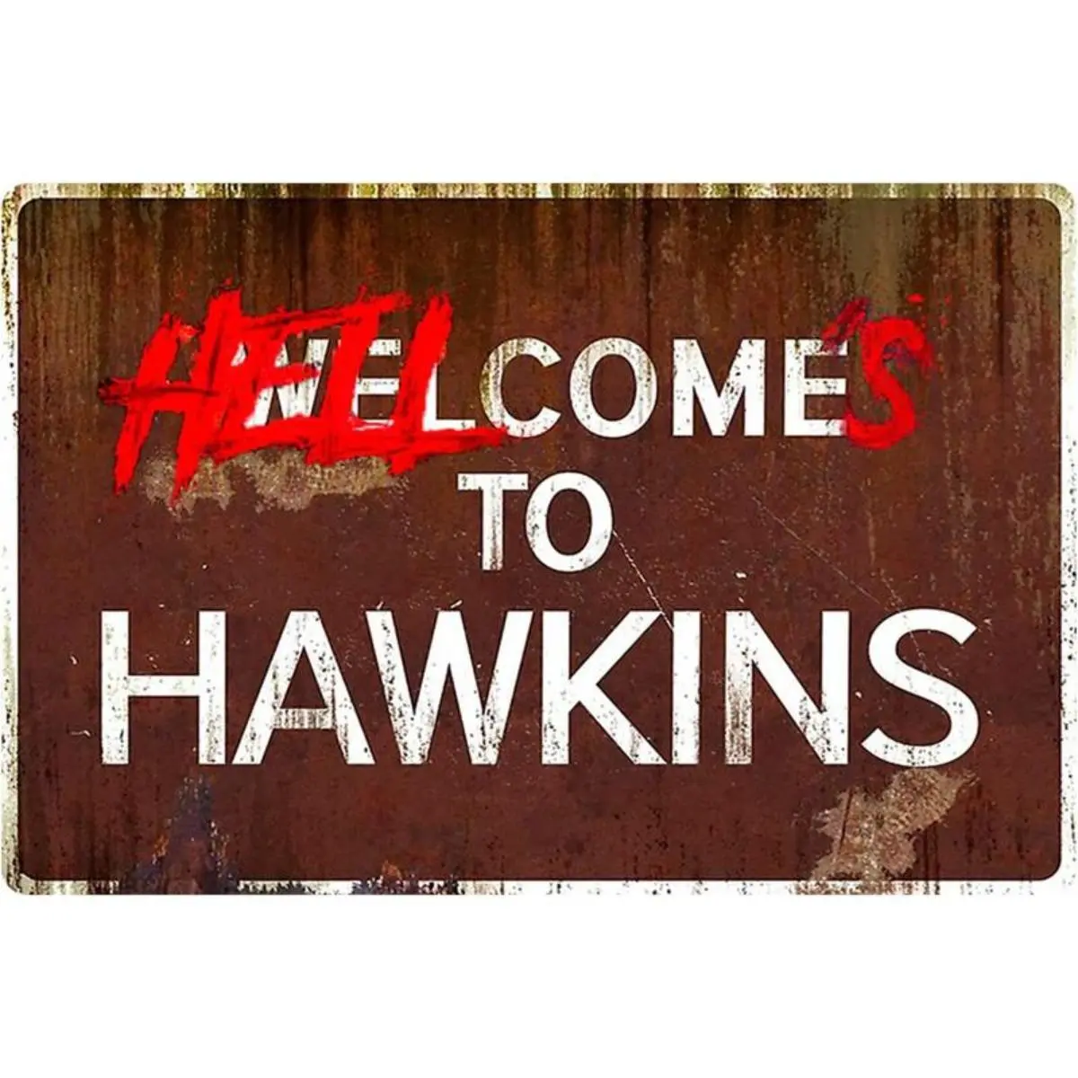 Welcome to hawkins,Hell comes to hawkins sign,12 x 8, Vintage Metal Sign, Signage, Stranger wall sign decor, Perfect for Stranger Fans gifts