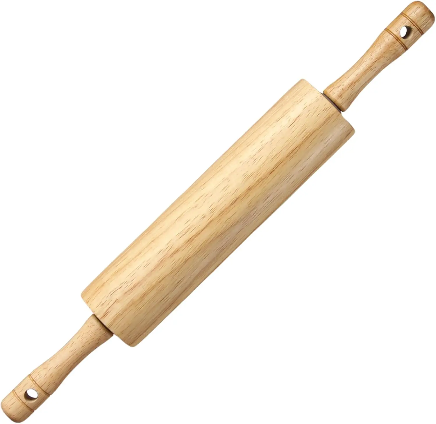 Rubber Wood Rolling Pin for Baking, Kitchen Dough Roller With Handles, Rodillo Para Masa, Rolling Pin for Dough, Pizza,Bread, Fondant & Tortilla