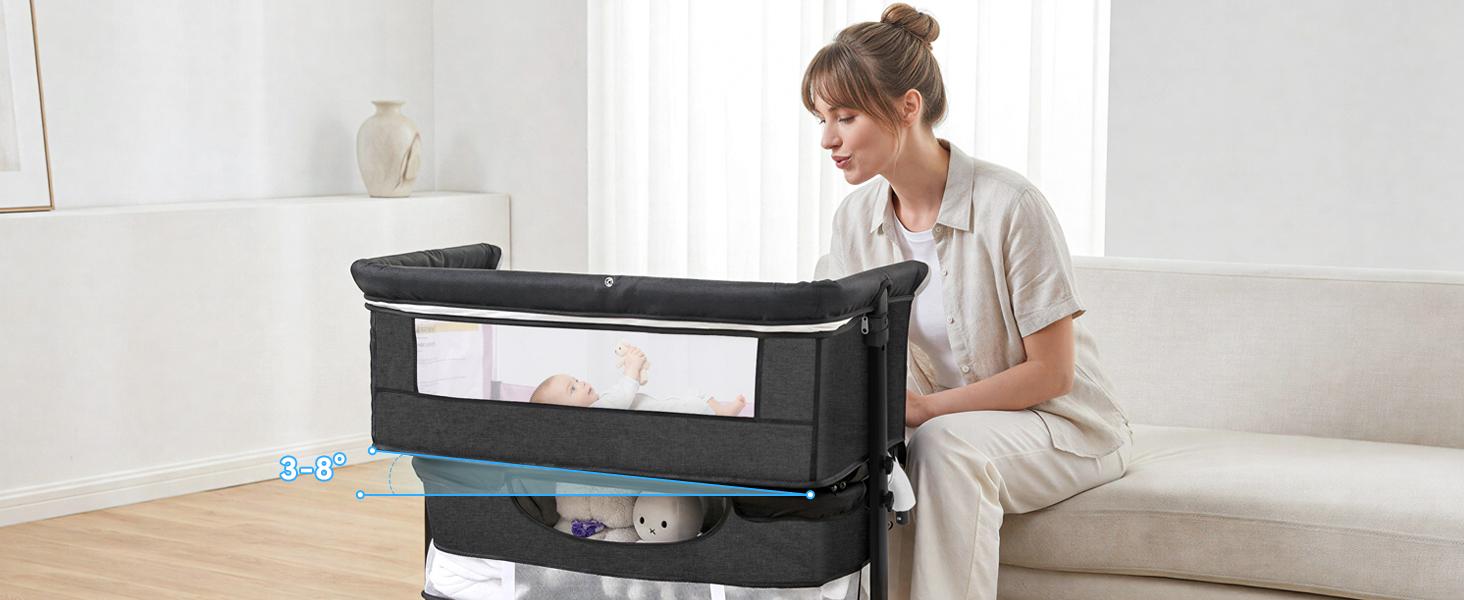 Baby Bassinet, Baby Basinet Bedside Sleeper, Easy to Fold Portable Crib Side Bassinet new Style Girl/boy bassinets