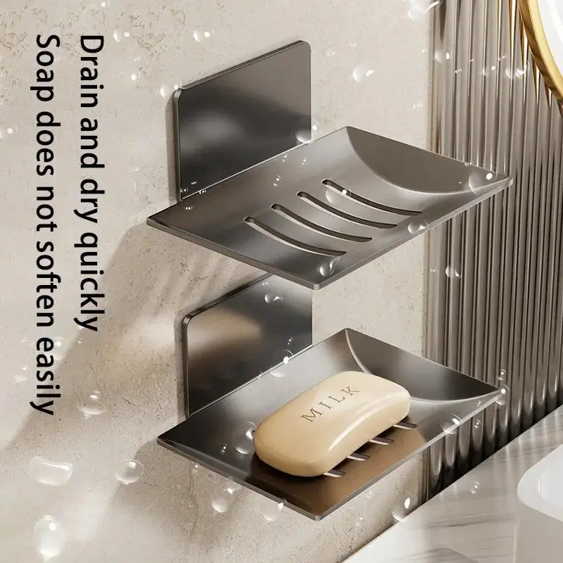 1pc Black Carbon Steel Soap Box Non Perforated Wall Mounted Bathroom Soap Box Bathroom Soap Holder Soap Storage Rack 2026