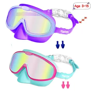 Kids Swimming Goggles Wide Angle Anti-fog UV Waterproof Leakproof Boys and Girls Swimming Goggles for 4-15 years old