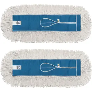 Industrial-Grade 24x5 Cotton Dust Mop Head Refills, 2 Pack, Perfect Replacement for Busy Home, Gym, Industrial & Commercial Spaces, Heavy-Duty Mop for Janitorial & Housekeeping Needs