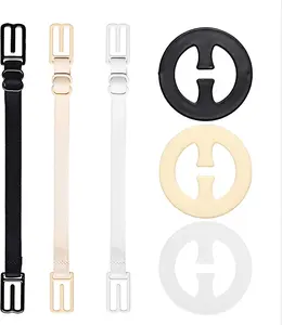 6 Pcs Bra Straps Clips, Racerback Bra Clips, Elastic Adjustable Non-Slip Strap and Round Bra Straps Holder Women�s Black, White, Beige for Full Cup Size