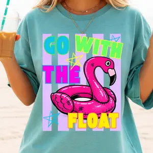 Go With the Float Shirt, Flamingo Summer Tee, comfort Colors Graphic Tee, Womens Oversized Shirt, Trendy Summer Tee, Graphic Shirt for her, Goose Graphic Shirt