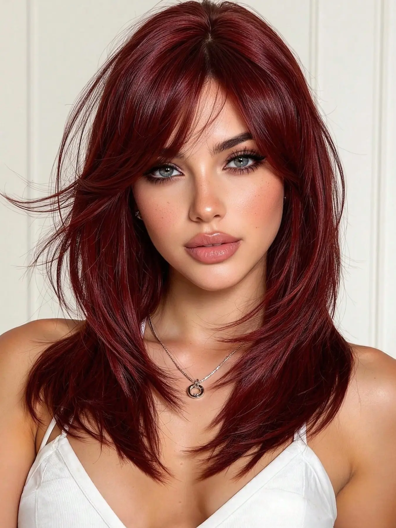 16 Inch Long Straight Wigs for Women, Gorgeous with Blunt Bangs, Synthetic Full Machine Wigs for Party, Daily Use, Machine Made Wig, Synthetic Material Wigs, Synthetic Hair Wigs