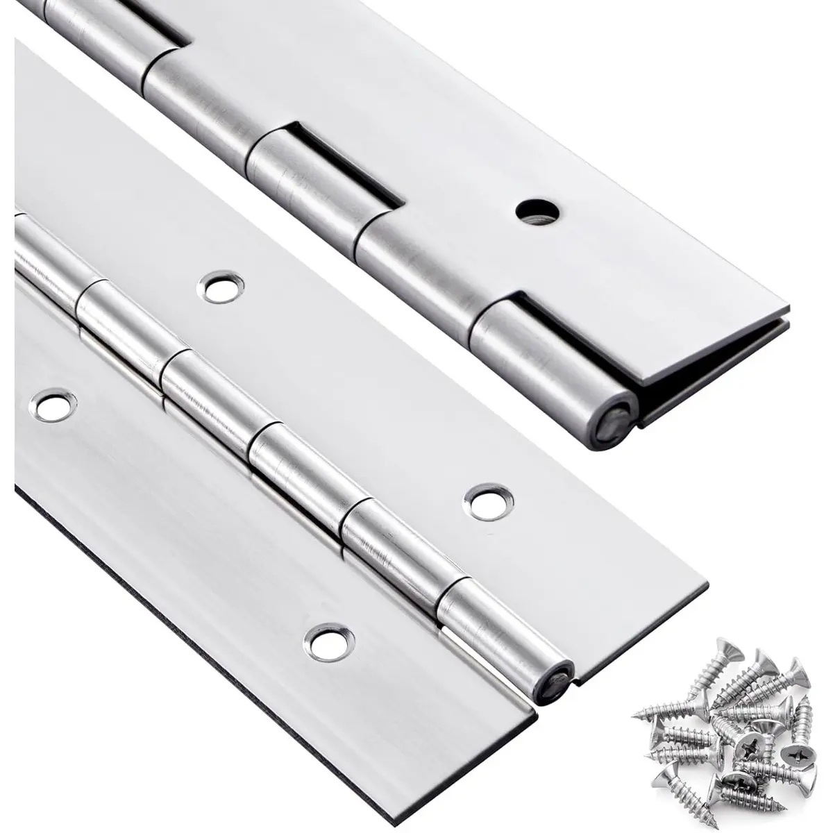 Heavy Duty Piano Hinge, 12 In x 2 In, 0.060'' Thick Stainless Steel, with Holes, 12'' Continuous Hinges for Cabinet Doors, DIY Wood Boxes, Furniture, Industrial Project