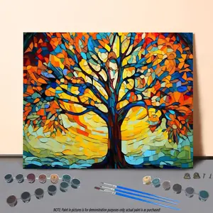 Tree Pattern DIY Painting By Numbers Kit without Frame, DIY Paint By Numbers Kit for Beginner, Wall Art Decor for Home Living Room Bedroom
