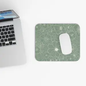 Sage Green Floral Mouse Pad, Boho Flower Mousepad, wildflower desk mat, womens office decor, floral desk accessories, coworker gift