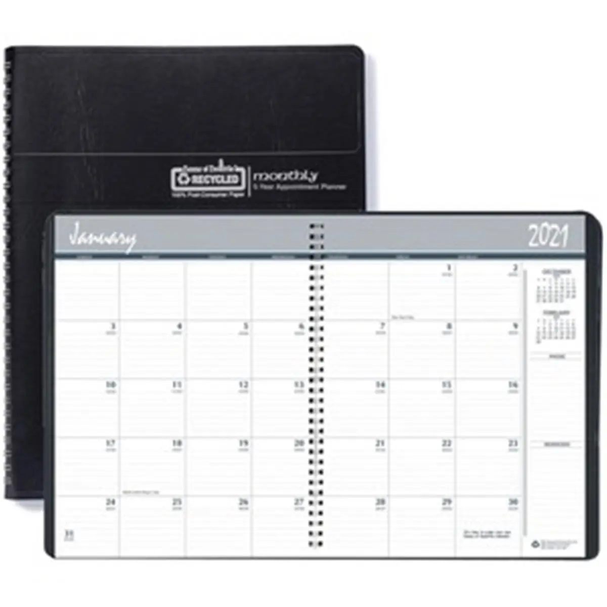 House of Doolittle 5-Year Monthly Wall Planner (December 2020-January 2026), Recycled Paper, Spiral Bound, with Note Space for Future Planning, Past & Future Months Reference, Phone Column, Reminder Column, Ruled Daily Blocks